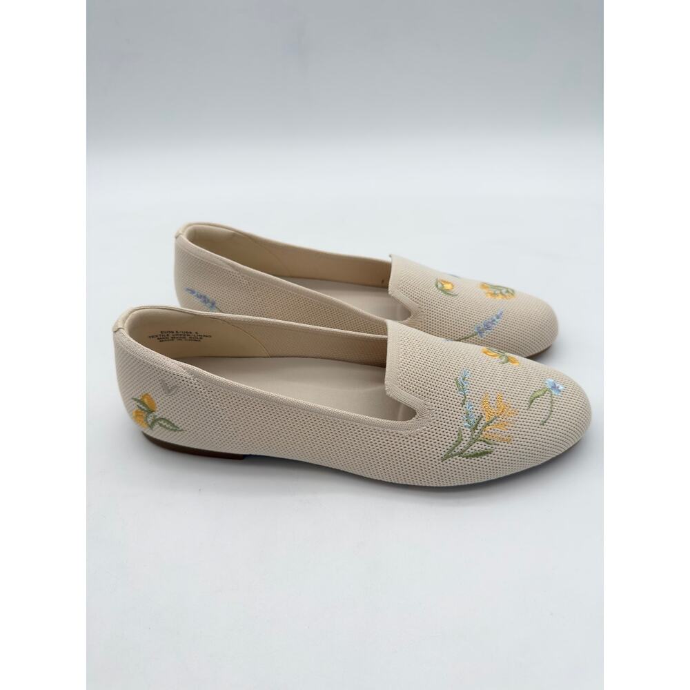 Vivaia Audrey Heeling Garden Embroidered Loafers French Floral Washable Knit 8.5 - Picture 2 of 11
